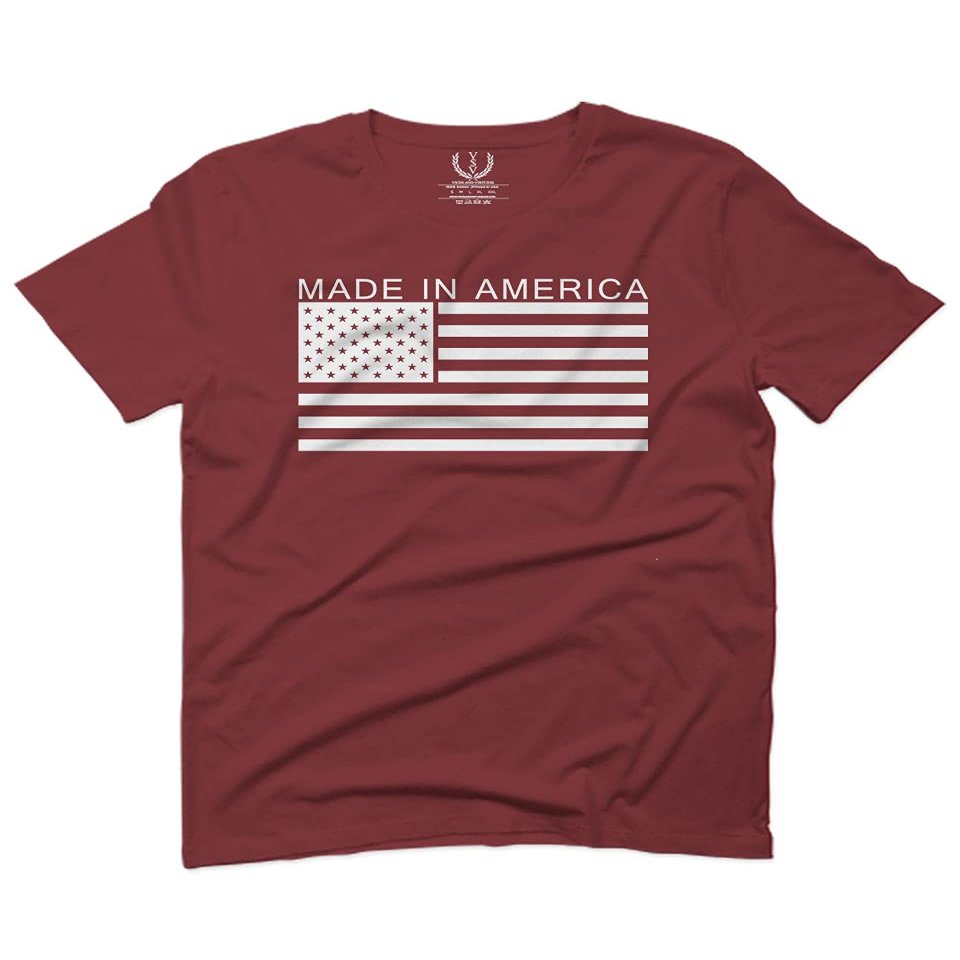 0010. Patriotic American Proud Made in USA United States America Flag Military Patriotic Style for Men T Shirt (Maroon, 2X Largel)
