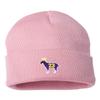 One Size Pink Cuffed Goat James G.O.A.T. King Embroidered Cuffed Knit Beanie Cap view 1