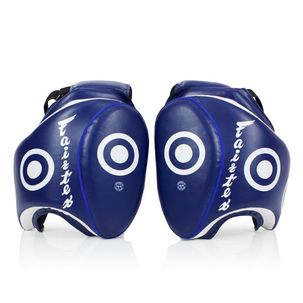 Fairtex Thigh Pads with Syntek Leather - Heavy Duty, Maximum Shock Absorbency for Muay Thai & Kickboxing. Durable, Comfortable, and Versatile Training Gear(Blue/Standard)