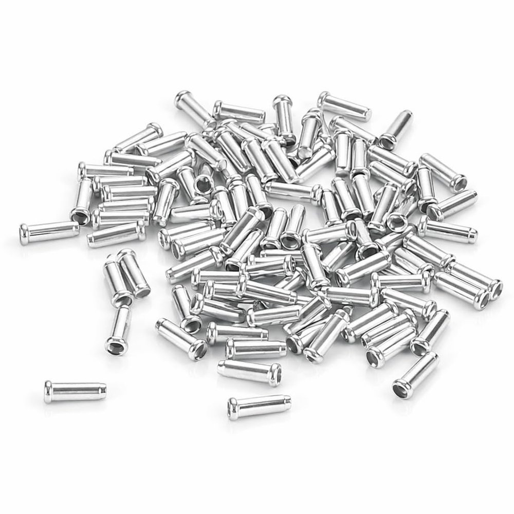 100PCS 100PCS Aluminum Alloy Brake Cable Tips Crimps Derailleur Shifting End Cover Core Inner Wire Ferrules(Silver)