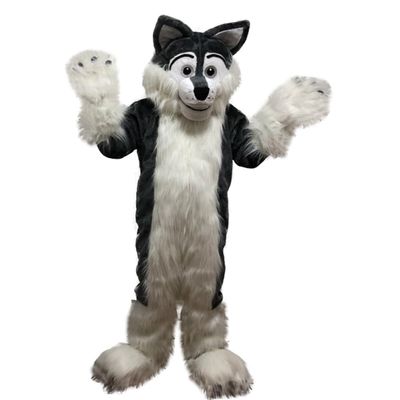 Gray Long Hairy Wolf Mascot Costume Stuffed Animal Cartoon Walking dolls For Adults