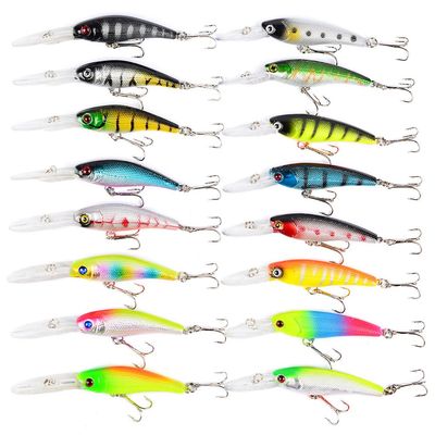 LENPABY 16PC Bait Set Mixed Minoru Bait Fake Bait Set Fishing Lures Kit Fishing Tackle Box