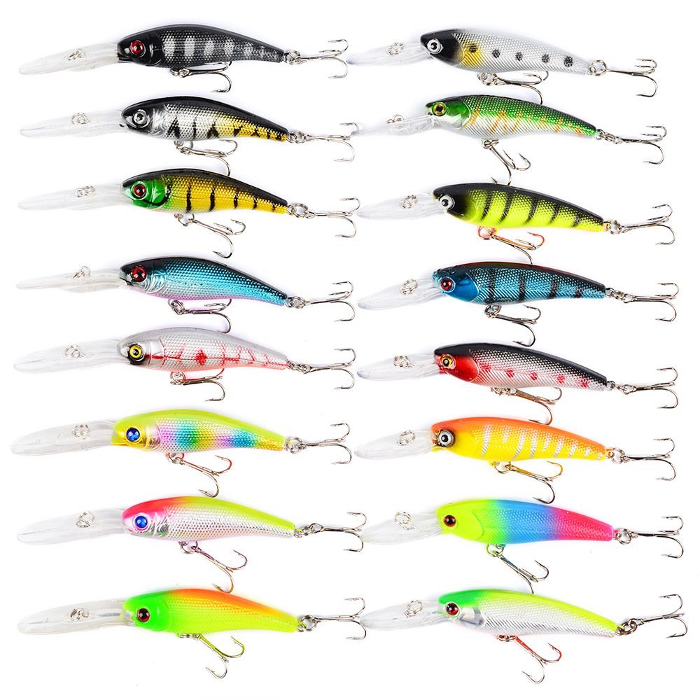 LENPABY 16PC Bait Set Mixed Minoru Bait Fake Bait Set Fishing Lures Kit Fishing Tackle Box