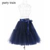 URVIP Women's Vintage Tutu Tulle Skirt Underskirt 5-Layers Petticoat Princess Skirt Navy One Size view 2