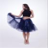 URVIP Women's Vintage Tutu Tulle Skirt Underskirt 5-Layers Petticoat Princess Skirt Navy One Size view 4