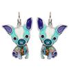 NEWEI Enamel Sweet Chihuahua Dog Earrings French Clip Stud Fashion Animal Jewelry For Women Gift (Blue) view 1