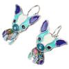 NEWEI Enamel Sweet Chihuahua Dog Earrings French Clip Stud Fashion Animal Jewelry For Women Gift (Blue) view 2