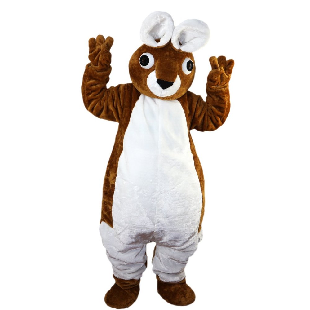 Brown White Rabbit Costume Mascot Costume Plush with Mask for Adult Cosplay