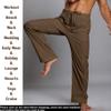 Enjoybuy Men's Linen Drawstring Beach Golf Elastic Waist Spring Long Casual Loose Summer Yoga Cotton Pants, 02-brown, Medium view 3
