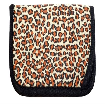 Calabria Jungle Fever Soft Slip-In Eyeglass Case Vinyl Leopard Print Brown Black Womens Sunglass Pouch Cute Eyeglass Holder