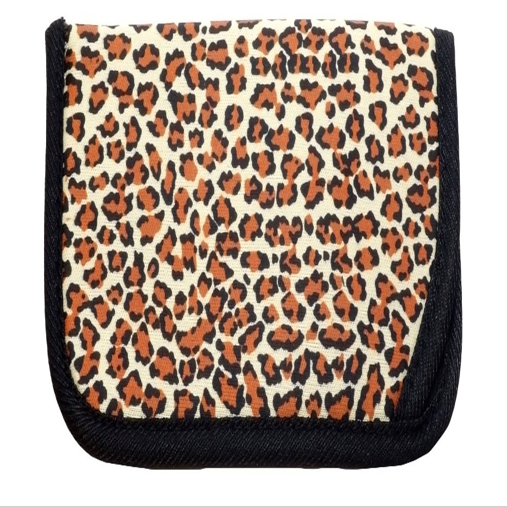 Calabria Jungle Fever Soft Slip-In Eyeglass Case Vinyl Leopard Print Brown Black Womens Sunglass Pouch Cute Eyeglass Holder
