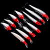 LENPABY 11pcs red Head White Body Bait Suit Mino POA Rock Pencil Mixing Bait Suit Fishing Lures Kit Fishing Tackle Box view 1