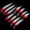 LENPABY 11pcs red Head White Body Bait Suit Mino POA Rock Pencil Mixing Bait Suit Fishing Lures Kit Fishing Tackle Box view 2
