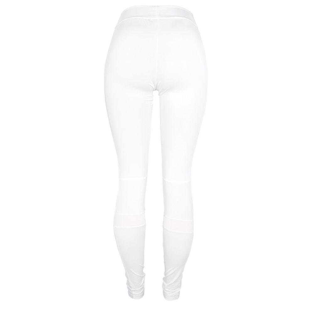 Pumper Joes White Women Fitness Leggings Stretch High Waist Face Pants - L