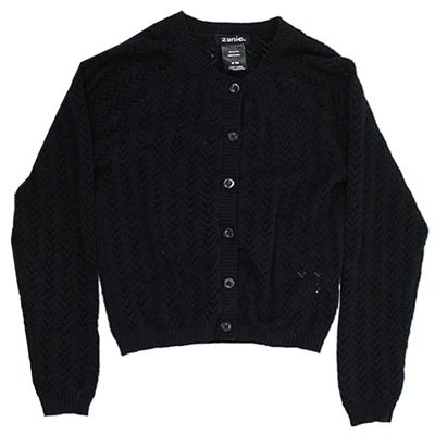 ZUNIE Girls Knit Cardigan (XS (3/4)) Black