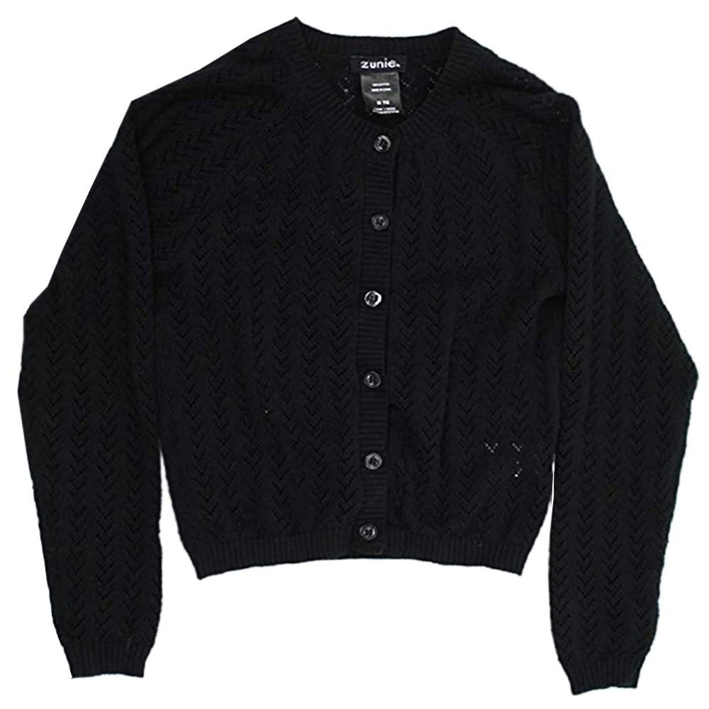 ZUNIE Girls Knit Cardigan (XS (3/4)) Black