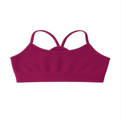 Kurve Girls' Underwear Crop Training Bra, Seamless Racerback Crop Top, UV Protective Fabric UPF 50+ (Made with Love in The USA), Raspberry, Small/Medium (Ages 4-8)