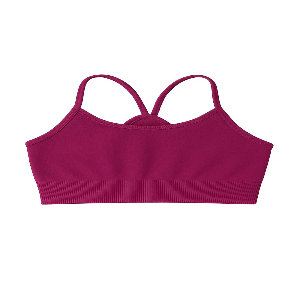 Kurve Girls' Underwear Crop Training Bra, Seamless Racerback Crop Top, UV Protective Fabric UPF 50+ (Made with Love in The USA), Raspberry, Small/Medium (Ages 4-8)