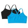 Kurve Girls' Underwear Crop Training Bra, Seamless Racerback Crop Top, UV Protective Fabric UPF 50+ (Made with Love in The USA), Black-Turquoise, Small/Medium (Ages 4-8) view 2