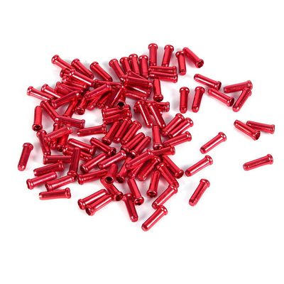 100PCS 100PCS Aluminum Alloy Brake Cable Tips Crimps Derailleur Shifting End hat Core Inner Wire Ferrules(Red)