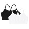 Kurve Girls' Underwear Crop Training Bra, Seamless Racerback Crop Top, UV Protective Fabric UPF 50+ (Made with Love in The USA), Black-White, Small/Medium (Ages 4-8) view 1