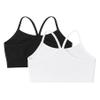 Kurve Girls' Underwear Crop Training Bra, Seamless Racerback Crop Top, UV Protective Fabric UPF 50+ (Made with Love in The USA), Black-White, Small/Medium (Ages 4-8) view 2