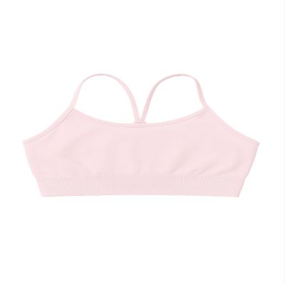 Kurve Girls' Underwear Crop Training Bra, Seamless Racerback Crop Top, UV Protective Fabric UPF 50+ (Made with Love in The USA), Baby Pink, Small/Medium (Ages 4-8)