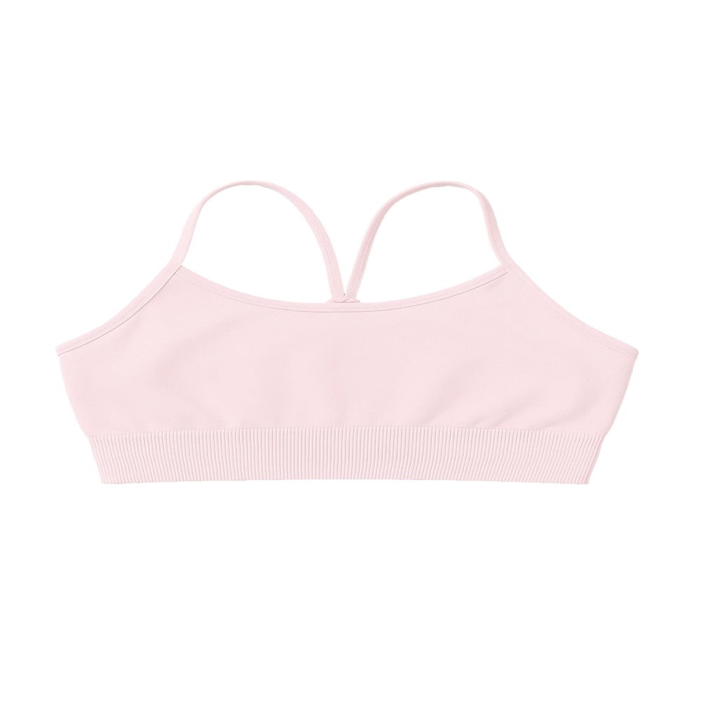 Kurve Girls' Underwear Crop Training Bra, Seamless Racerback Crop Top, UV Protective Fabric UPF 50+ (Made with Love in The USA), Baby Pink, Small/Medium (Ages 4-8)