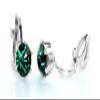 8mm(0.32 inch) Diameter, Nine Colors Crystal Collection, Solitaire"CLIP-ON" Earrings (205 Forest Green) view 2