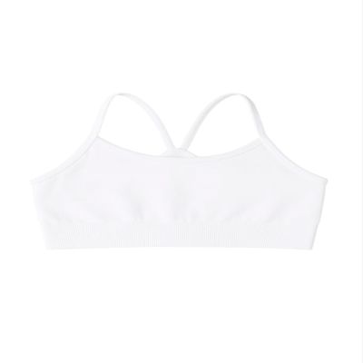 Kurve Girls' Underwear Crop Training Bra, Seamless Racerback Crop Top, UV Protective Fabric UPF 50+ (Made with Love in The USA), White, Small/Medium (Ages 4-8)