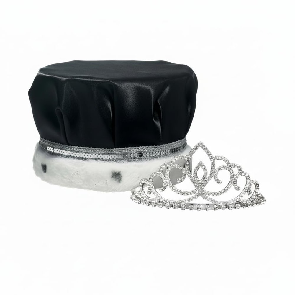 Andersons Satin Coronation Royalty Set, Black King Crown with Silver Sequins and Sparkling Rhinestone Sharona Tiara for Prom, Homecoming, Winter Formals, Special Events and Dance Coronations