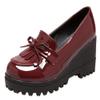 Wedge Oxfords Shoes for Women, Lolita Cosplay Japanese School Uniform Dress Shoes Heel Platform Loafers with Tassles (5.5, Red) view 1