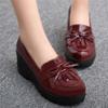 Wedge Oxfords Shoes for Women, Lolita Cosplay Japanese School Uniform Dress Shoes Heel Platform Loafers with Tassles (5.5, Red) view 2