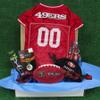 NFL San Francisco 49Ers PET GIFT BOX with 2 Licensed DOG TOYS, 1 Logo-engraved NATURAL DOG TREAT, 1 NFL JERSEY, 1 NFL Puppy Training Bells & 1 Car Seatbelt view 1