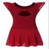 DANSHOW Girls Ballet Dance Leotards with Flutter Sleeve Petal Skirt and Bowknot Back(YW3033-XXL-02) view 2