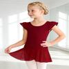 DANSHOW Girls Ballet Dance Leotards with Flutter Sleeve Petal Skirt and Bowknot Back(YW3033-XXL-02) view 4