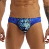Agoky Mens' 3D Wolf Leopard Printed Underwear Bulge Pouch Bikini Briefs G-String Shorts Blue Medium view 1
