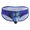 Agoky Mens' 3D Wolf Leopard Printed Underwear Bulge Pouch Bikini Briefs G-String Shorts Blue Medium view 3