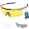 xaegistac Tactical Eyewear 3 Interchangeable Lenses Outdoor Unisex Shooting Glasses (Khaki Frame) view 1