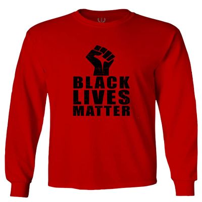 0011. Black Lives Matter Resist JUNEENTH Men's Long Sleeve t Shirt (Red, X-Large)