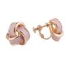 GRACE JUN Gold Plated Love Knot Shape Clip on Earrings No Pierced for Women Luxury Screw Clip Earrings (Pink) view 1
