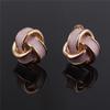 GRACE JUN Gold Plated Love Knot Shape Clip on Earrings No Pierced for Women Luxury Screw Clip Earrings (Pink) view 2