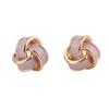 GRACE JUN Gold Plated Love Knot Shape Clip on Earrings No Pierced for Women Luxury Screw Clip Earrings (Pink) view 4