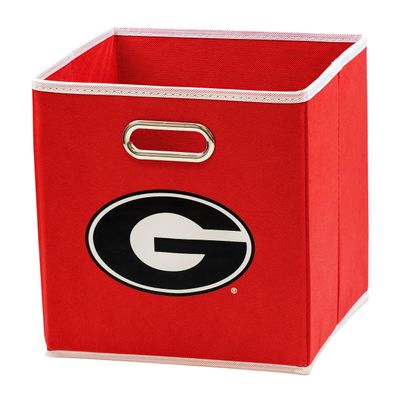 Franklin Sports NCAA Georgia Bulldogs Storage Bin - Collapsible Cube Container + Storage Basket - Folding Fabric Shelf Organizer - NCAA Office, Bedroom + Living Room Dcor - 10.5" x 10.5" Inches