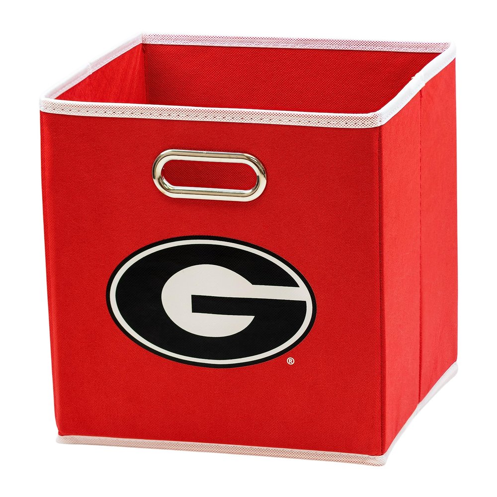 Franklin Sports NCAA Georgia Bulldogs Storage Bin - Collapsible Cube Container + Storage Basket - Folding Fabric Shelf Organizer - NCAA Office, Bedroom + Living Room Dcor - 10.5" x 10.5" Inches