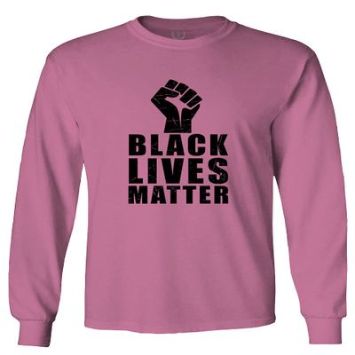 0011. Black Lives Matter Resist JUNEENTH Men's Long Sleeve t Shirt (Pink X-Large)