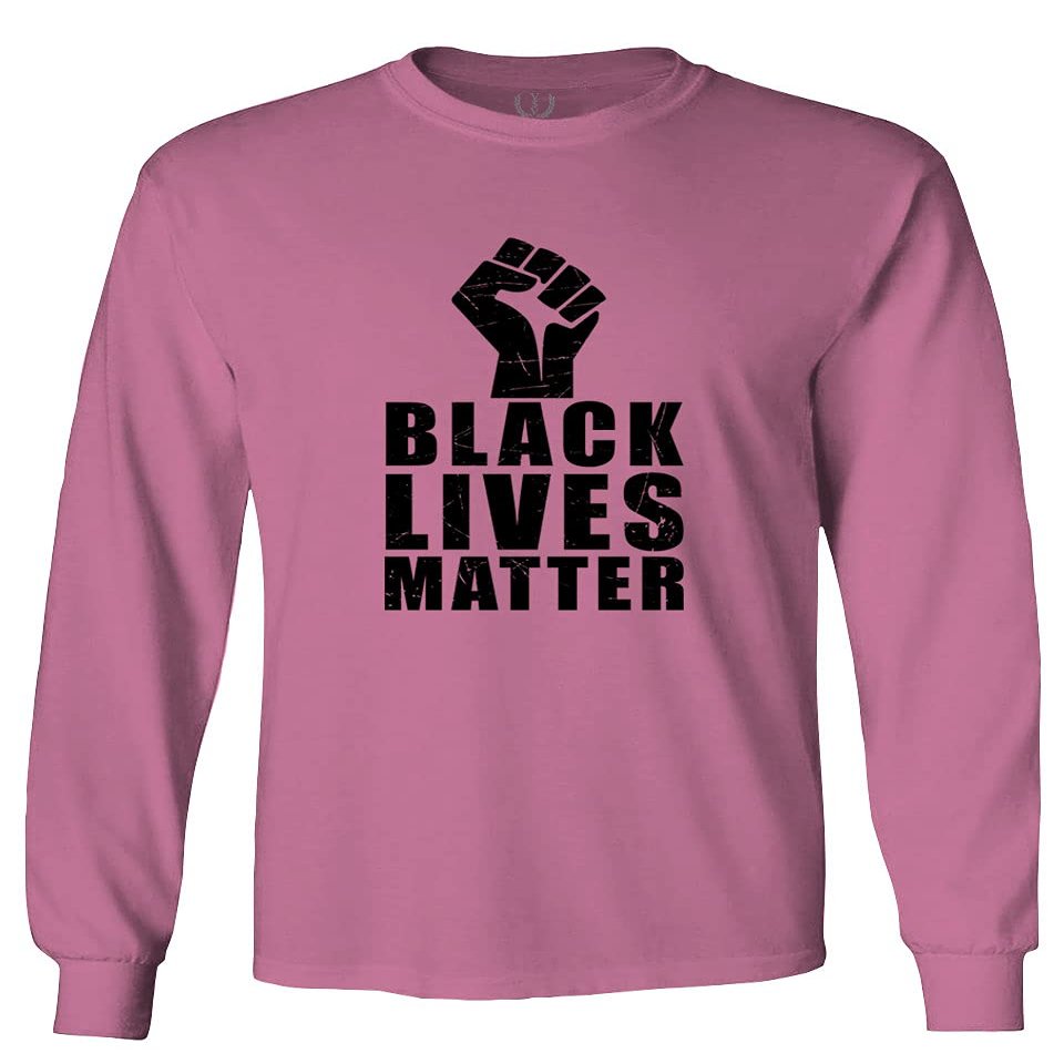 0011. Black Lives Matter Resist JUNEENTH Men's Long Sleeve t Shirt (Pink X-Large)