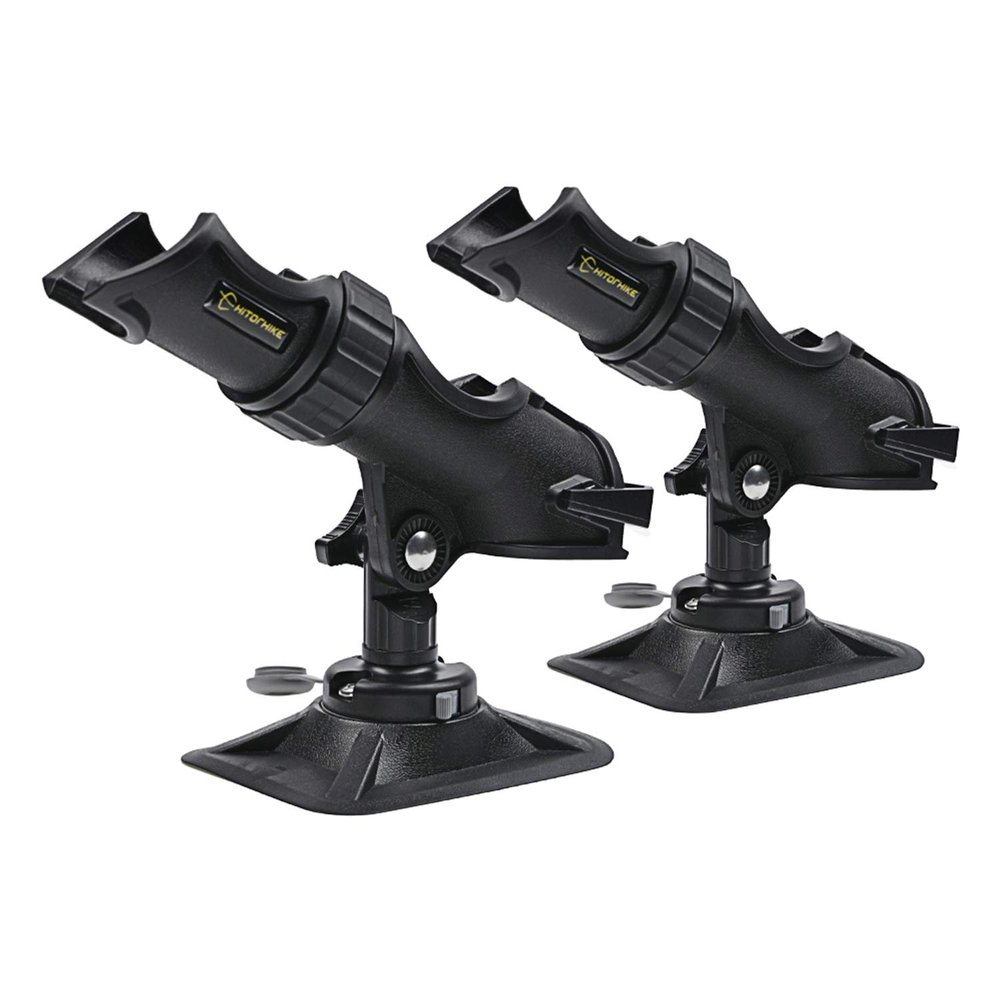 Hitorhike Fishing Rod Holder Universal Fit Kit with Mount Allows for 360-degree Adjustment Kayak Fishing Boat Rod Holder (Fishing Rod Holder x2+Rib Mount x2)
