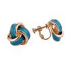 GRACE JUN Gold Plated Love Knot Shape Clip on Earrings No Pierced for Women Luxury Screw Clip Earrings (Blue) view 1