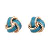 GRACE JUN Gold Plated Love Knot Shape Clip on Earrings No Pierced for Women Luxury Screw Clip Earrings (Blue) view 2
